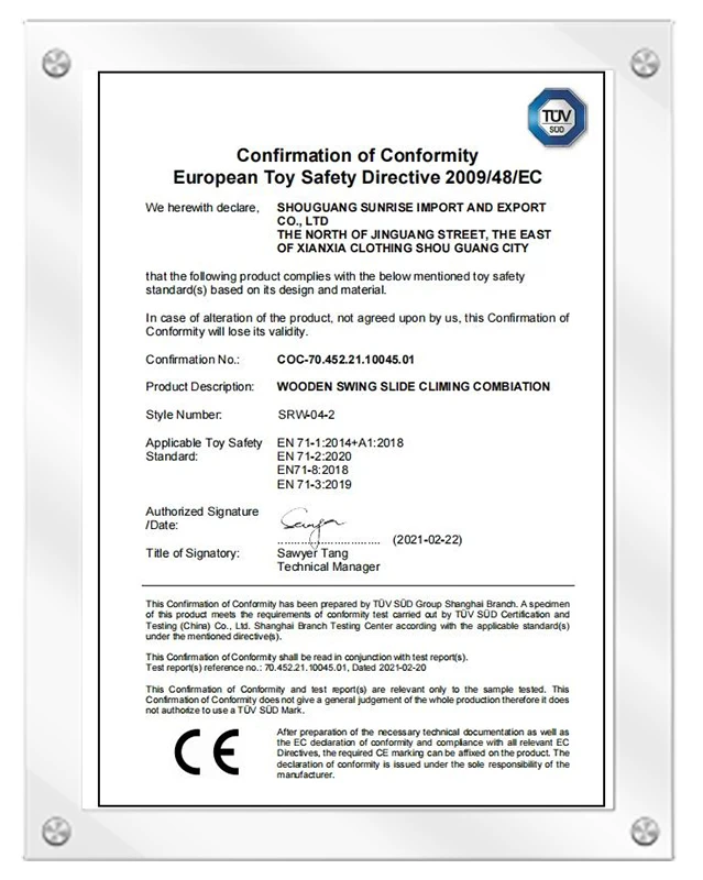 Certificato CE - Ponteggi