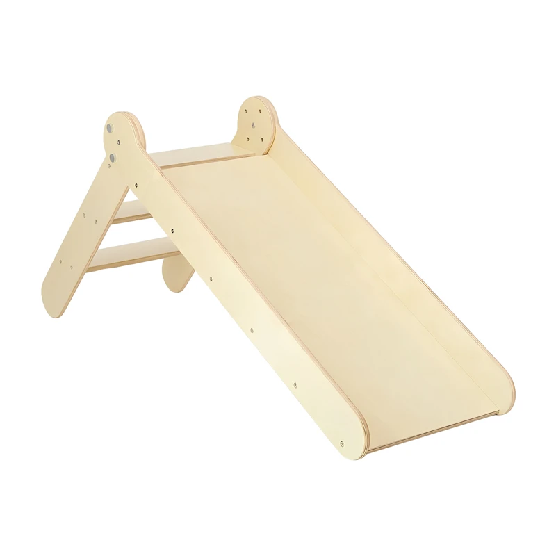 Struttura da arrampicata pieghevole in legno 2 in 1 con scivolo &ndash; Palestra indoor Montessori per bam
