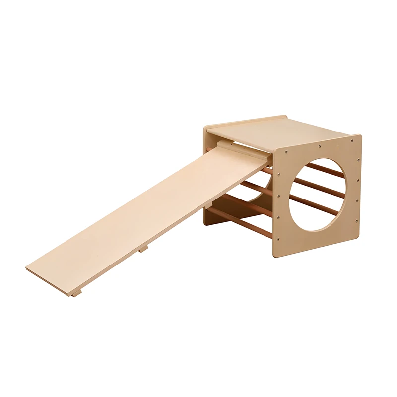 Struttura da arrampicata pieghevole in legno 2 in 1 con scivolo &ndash; Palestra indoor Montessori per bam