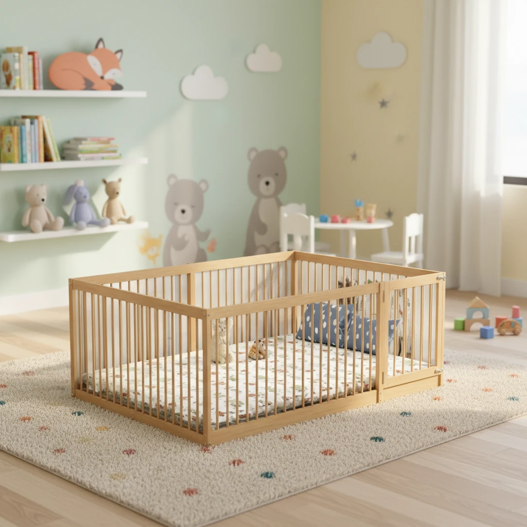 Moderno appartamento per bambini in legno massiccio con lettino per bambini