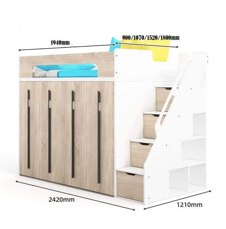 Nuovo letto a soppalco per bambini in legno multifunzionale, set di mobili per cameretta per bambini