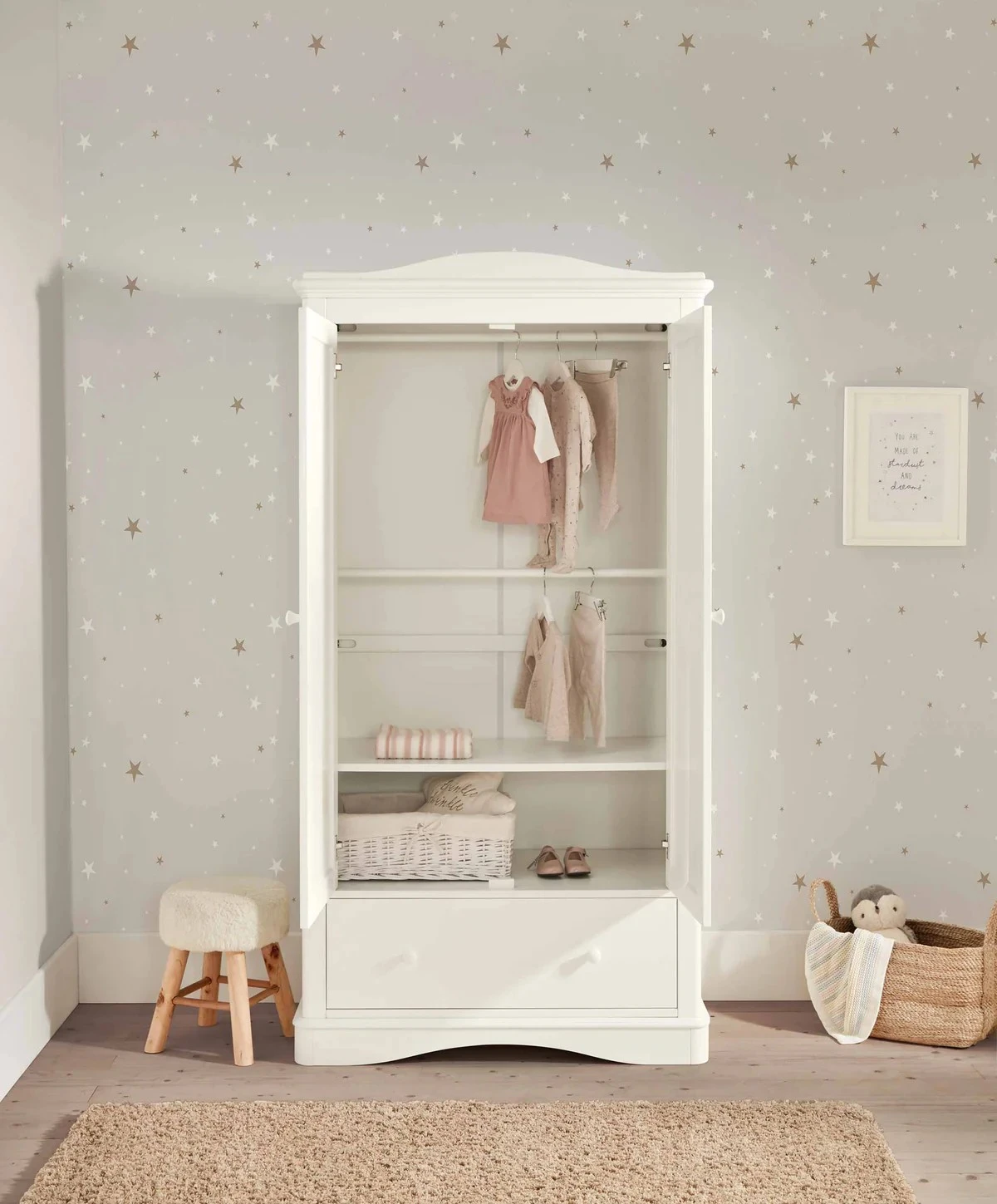 Set di lettino moderno da 3 pezzi, gamma di mobili per bambini, culla in pino