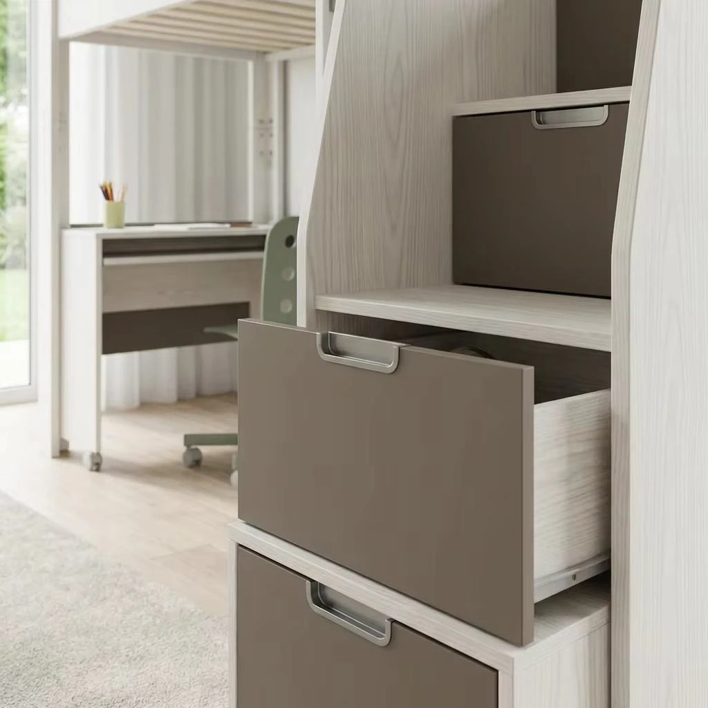 Letto a castello per bambini moderno e semplice in legno massello con scrivania integrata, multifunz